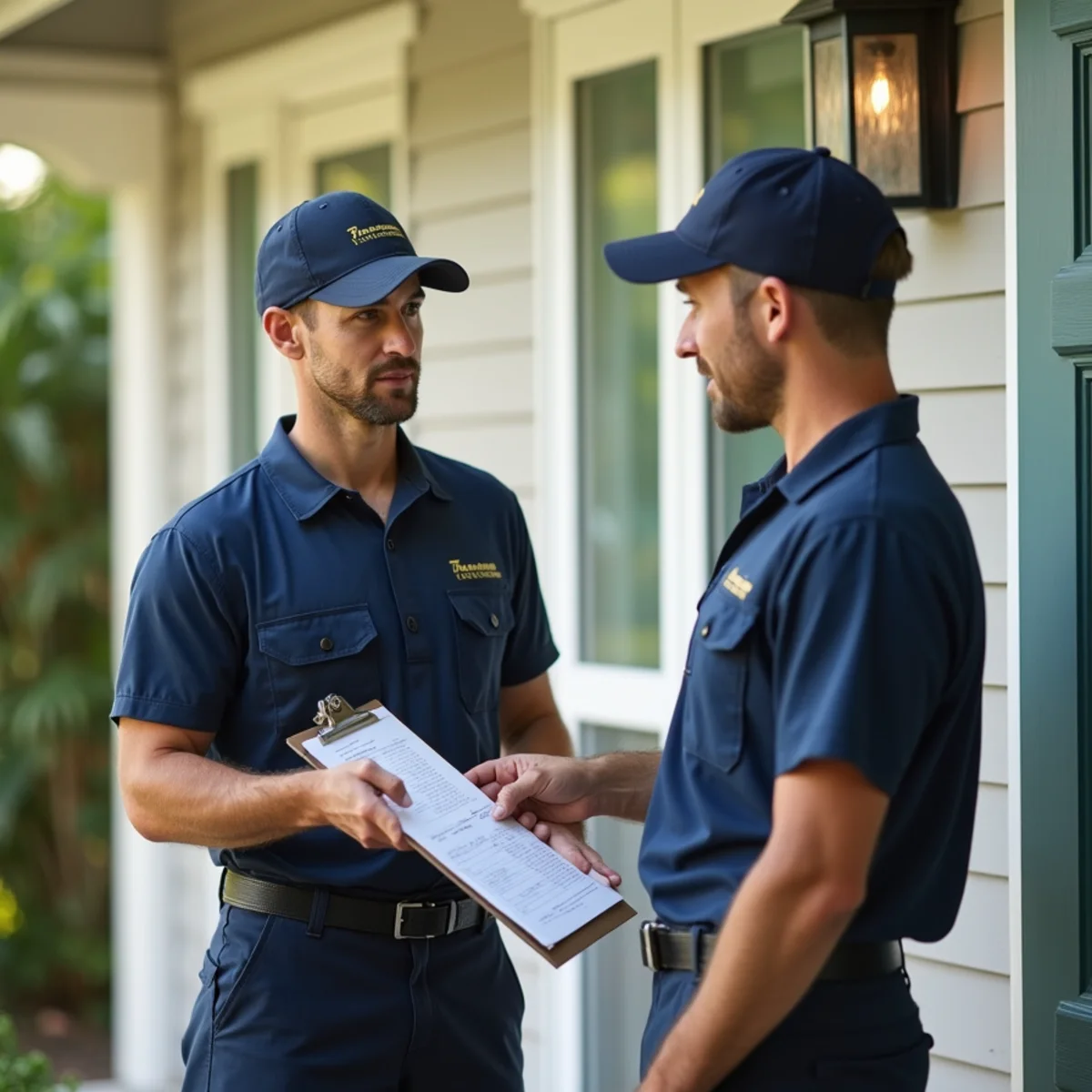 HVAC technician providing a written repair estimate in a Stuart, FL home