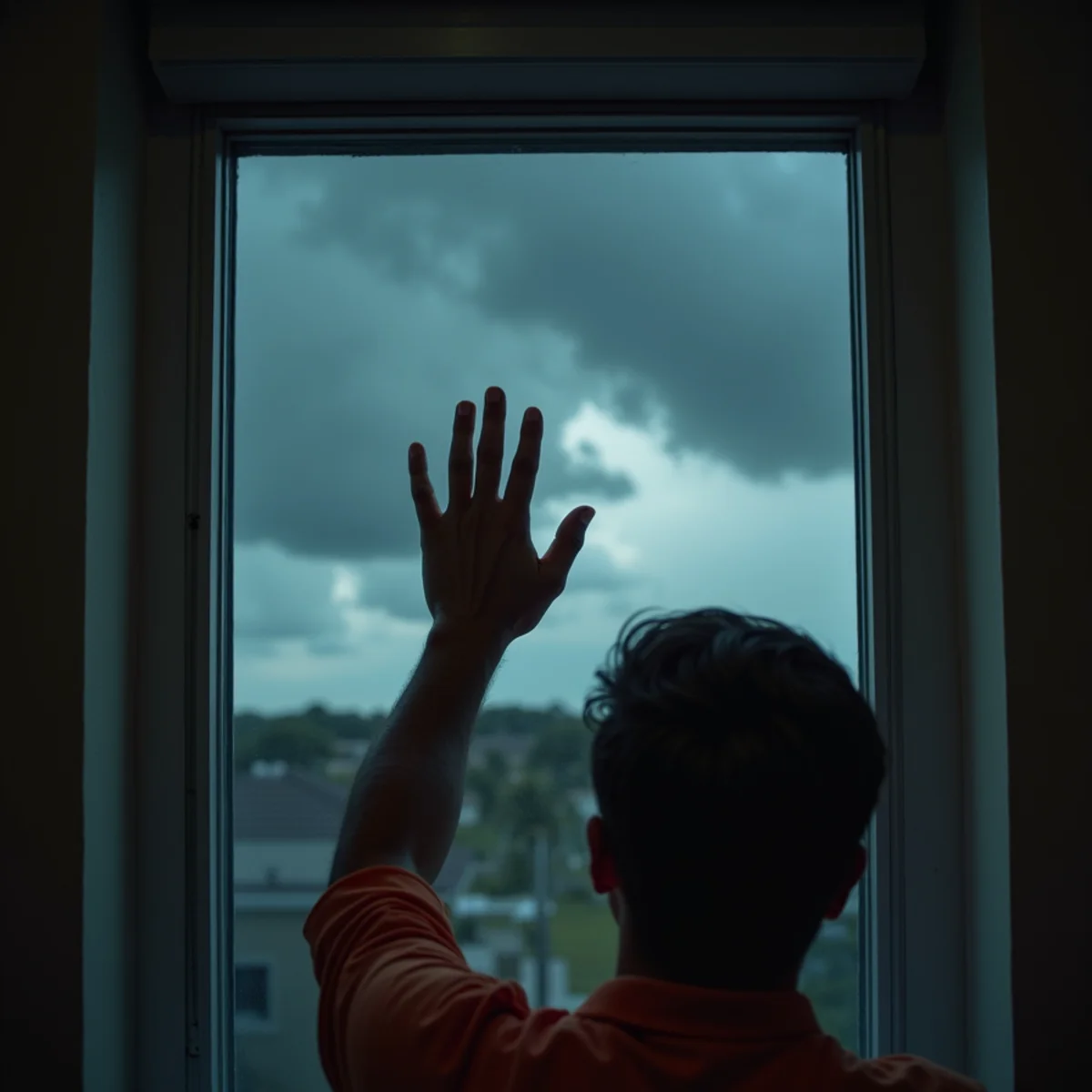 Thunderstorm clouds over a Treasure Coast home with AC unit in foreground