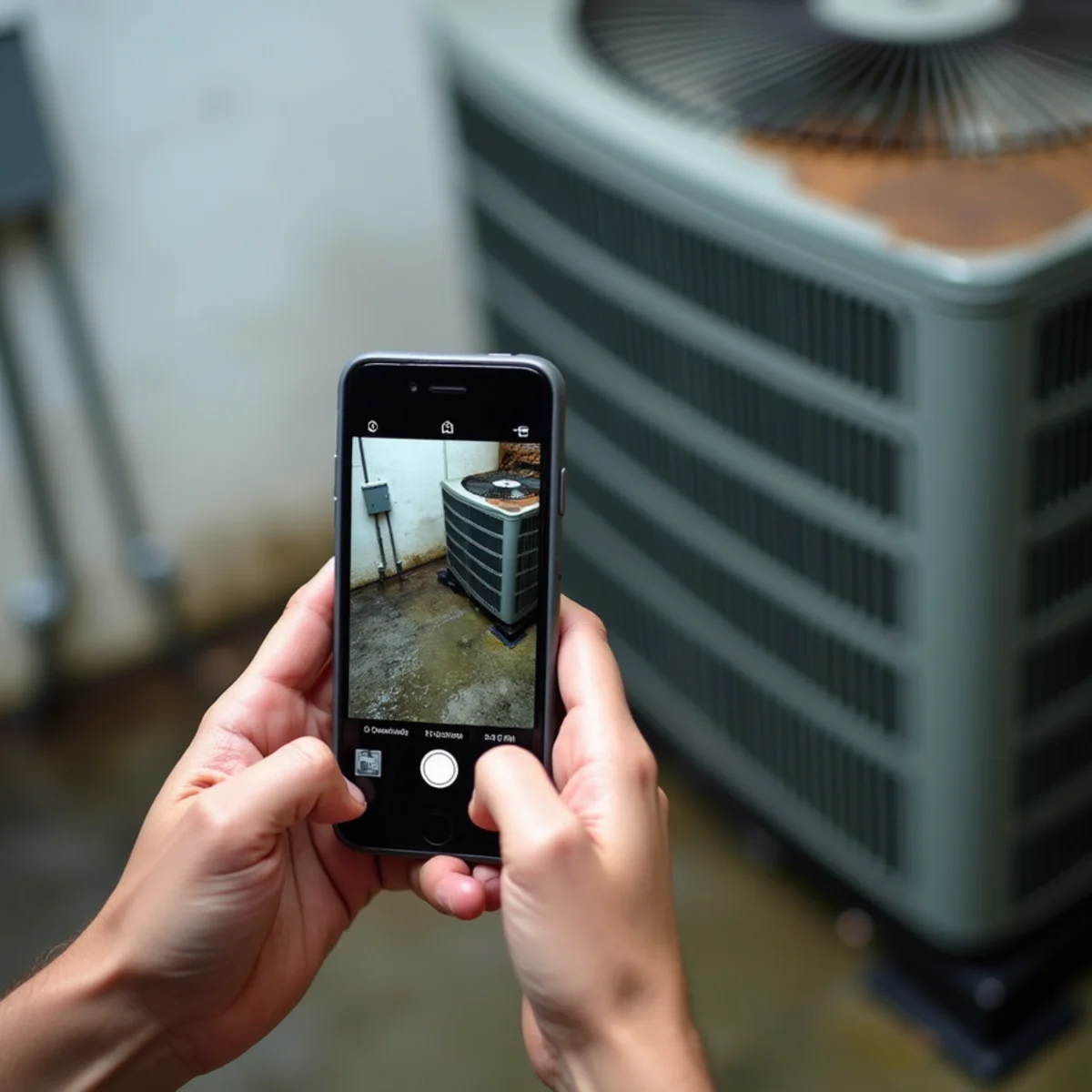 Documenting hurricane damage to an AC unit for an insurance claim in Stuart, FL