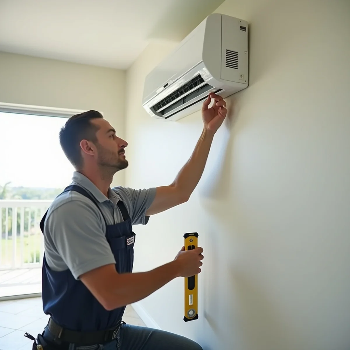 Ductless mini-split indoor unit installed on the wall of a Stuart, FL room