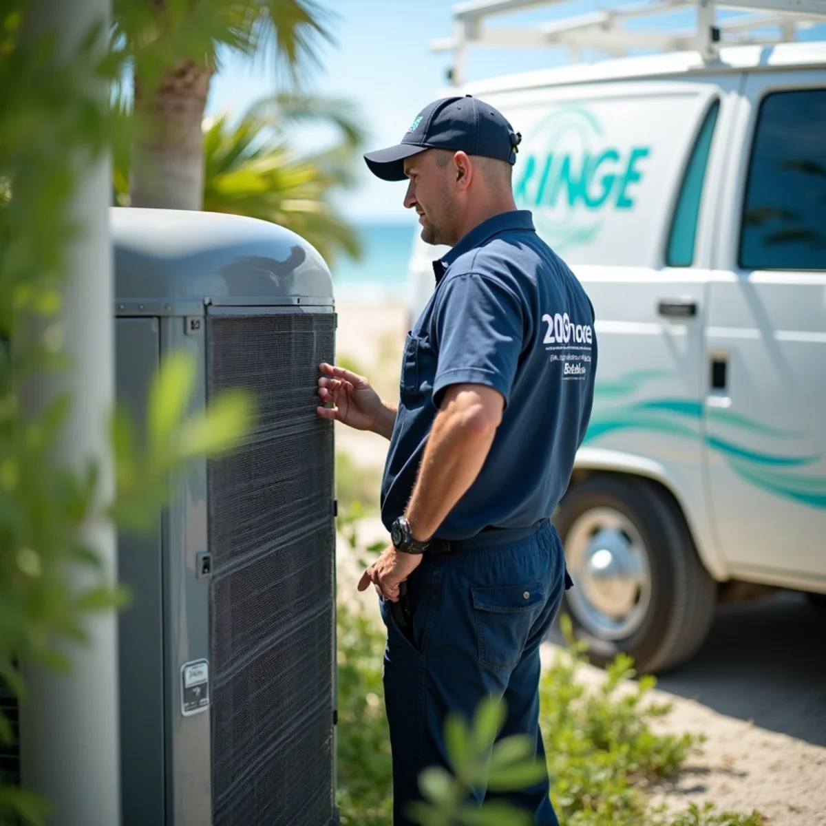 Coastal-rated concealed condenser installation at an oceanfront estate on Jupiter Island, FL