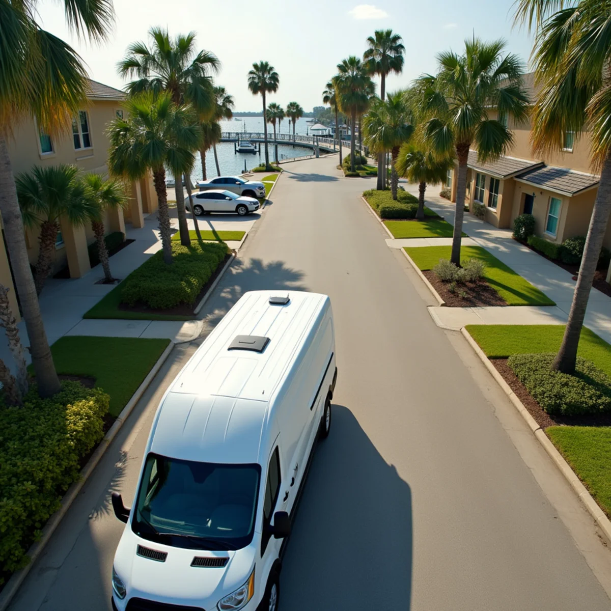 HVAC service van in a Martin County, FL riverfront neighborhood