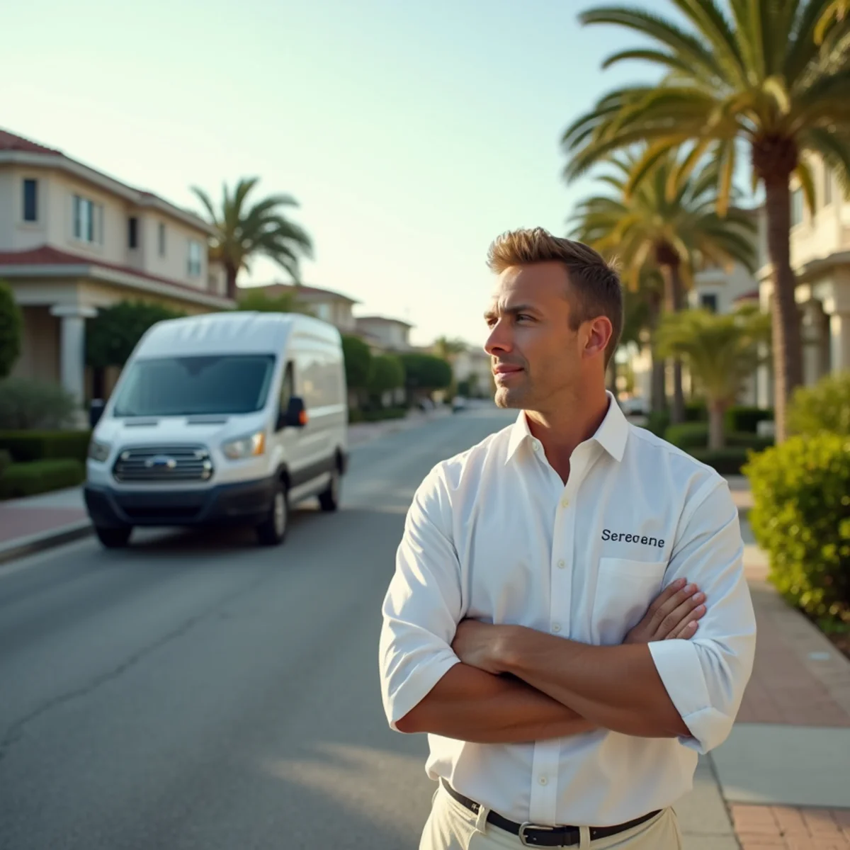Service van on a waterfront street in Sewall's Point, FL