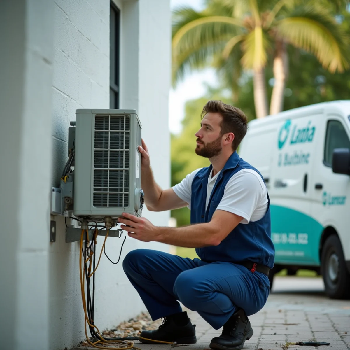 Ductless mini-split installed in a workshop garage in Hibiscus Park, Stuart, FL