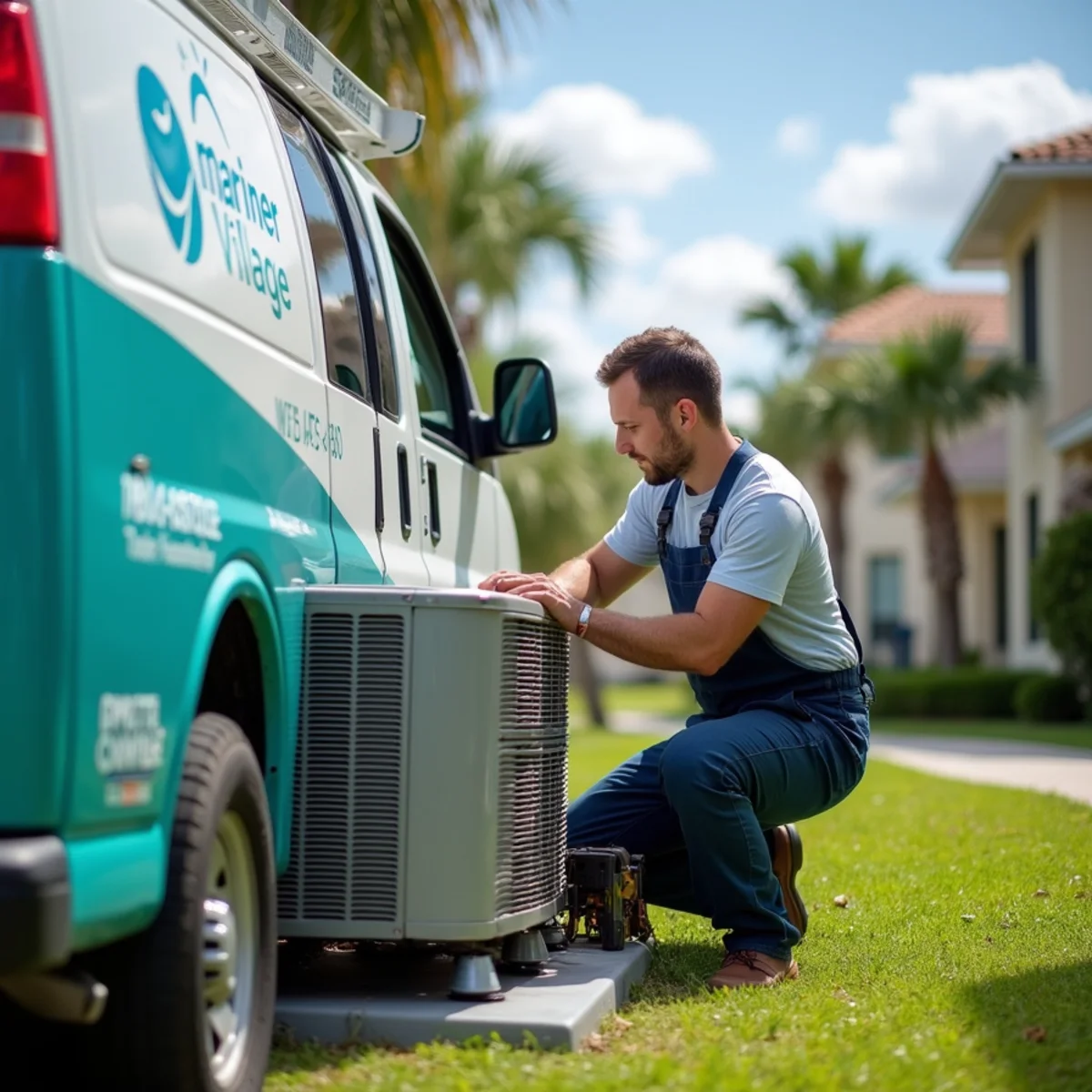 New elevated AC installation at a waterfront home in Mariner Village, Stuart, FL