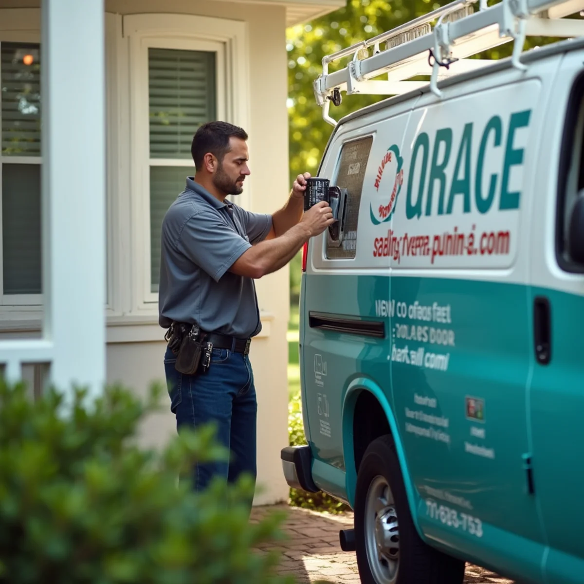 HVAC technician diagnosing an aging air handler in a ranch home in Waveland, Stuart, FL